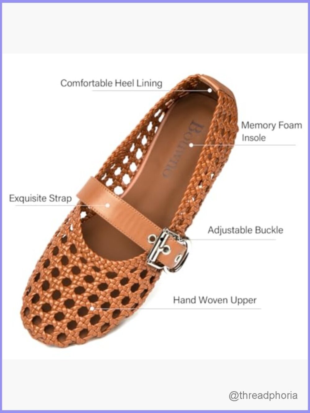 Woven Mesh Mary Jane Ballet Flats Round Toe Buckle Strap Comfortable Flats Women - Picture 4 of 7